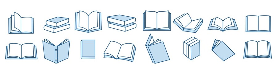 Fototapeta Book icons set in thin line style, isolated on white background, vector illustration. obraz