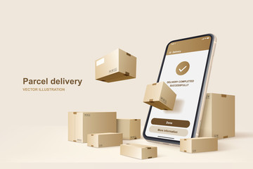 Parcel delivery. Concept for fast delivery service. Vector illustration