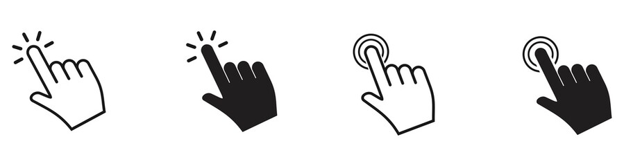 Pointer cursor сomputer mouse icon. Hand Cursor symbol, pointing hand clicks icon. vector Illustration