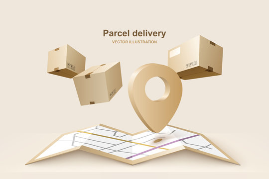 Parcel delivery. Concept for fast delivery service. Vector illustration