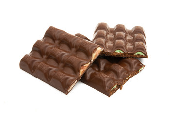 chocolate bar with filling isolated