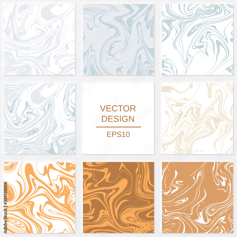 Aufkleber set of abstract backgrounds in marble style. elements for design of packaging or invitations.