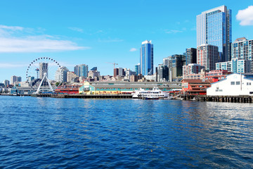 Downtown view from ferry. Seattle, WA