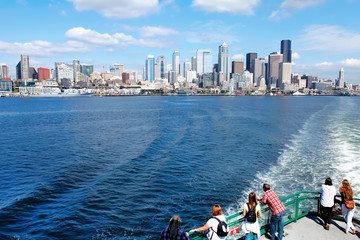 Downtown view from ferry. Seattle, WA