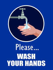 Please Wash Your Hands Sign.vector illustration.