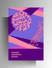 Cover for a book, magazine, booklet, catalog. Multicolored geometric design with hand-drawn elements. Vector 10 EPS.