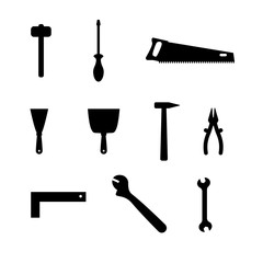 Obraz premium repair tools toolbox set white background vector
