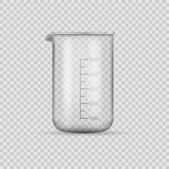 laboratory glassware or beaker isolated on transparent background. Vector illustration.