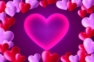 Happy Valentine's day background with heart and present composition for a trendy banner, poster or greeting card