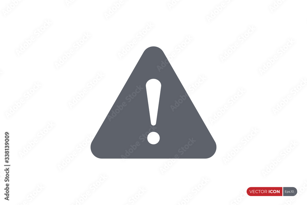 Poster alert sign, warning and exclamation icon with triangle rounded shape. flat vector icon design templa