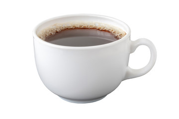 Coffee mug with coffee on a white background