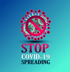 Stop Covid-19 Sign & Symbol, vector Illustration, Typography Design, World Health Organization WHO introduced new official name for Coronavirus disease named COVID-19.
