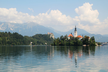 Lake Bled, view from the embankment, Slovenia