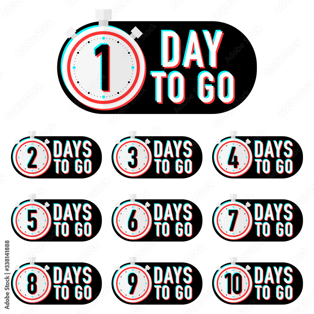 Aufkleber timer number days to go countdown vector illustration template on white background. vector