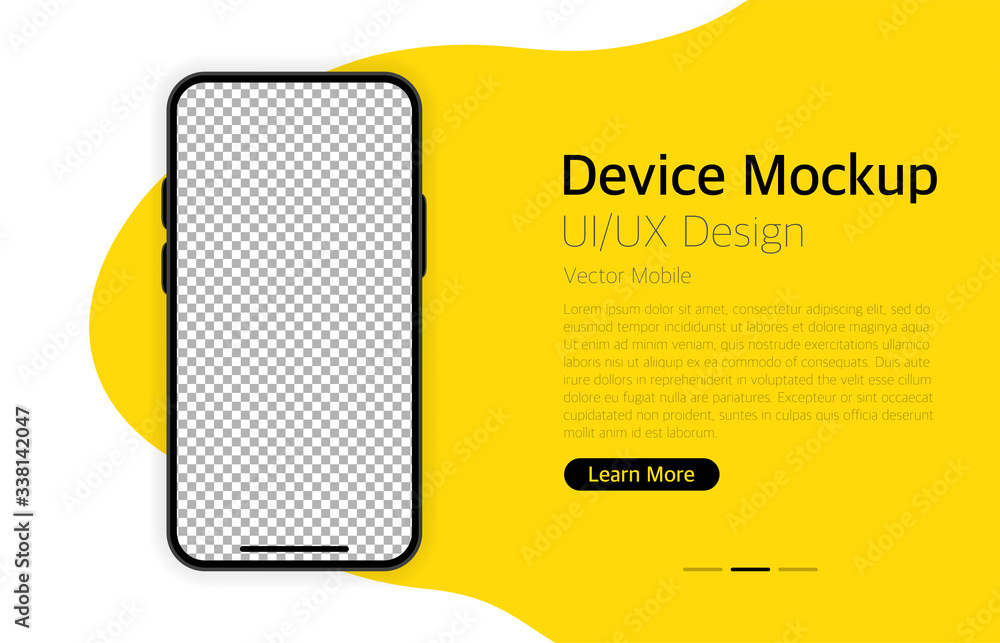 Poster smartphone blank screen. modern design. device mockup. ui and ux design interface. yellow background