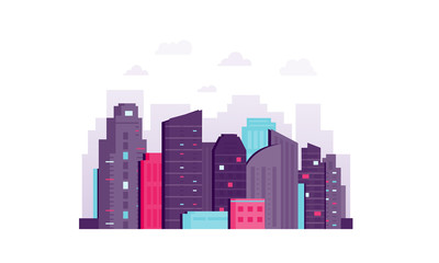 Night city illustration. Dark urban scape. Abstract background