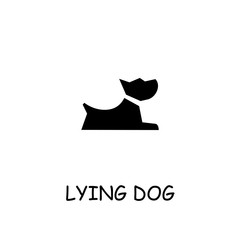 Lying dog flat vector icon