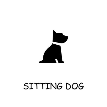 Sitting dog flat vector icon