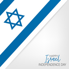 Israel Independence Day. National holiday design template. Israeli symbolics banner or flyer with blue and white flag. Vector illustration.