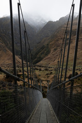 Obraz premium Snow peak with bridge in south island, Wanaka, New Zealand. Photograph in winter 2019.
