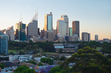 Fototapeta na wymiar Sydney business center skyscrapers
