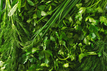 Close up of fresh herbs full of vitamins