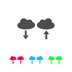 Cloud download and upload icon flat.