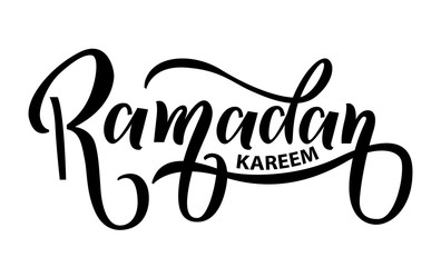 Ramadan Kareem greeting beautiful lettering for banner on white background. Ramadan Mubarak