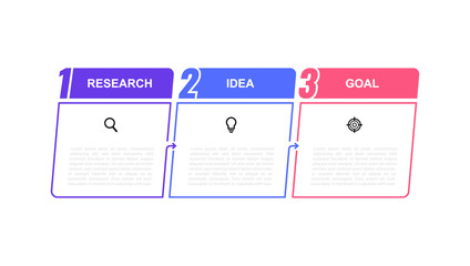 Business process infographic template with 3 options or steps. Thin line design. Vector illustration graphic design