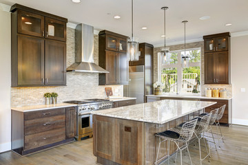 Luxury kitchen in a new construction home. Amazing American modern home.