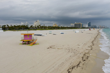 Fototapeta premium No people on Miami Beach stay home order to slow spread of Coronavirus Covid 19 pandemic