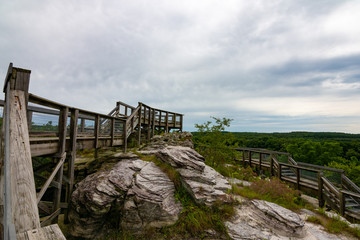 Viewing platform overlooking Castle Rock state park, Illinois, USA.