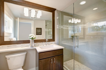 Modern new bathroom interior. Luxury American modern home.