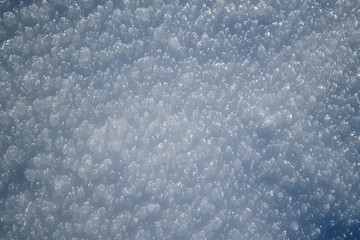 Texture of natural snow. View above the snow.
