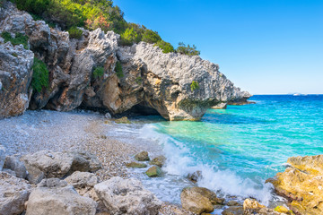 Fototapeta na wymiar Beautiful view of Kato Lagadi Beach - Kefalonia, Ionian Islands - Greece