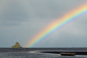 Scenic view of rainbow above Mokoli ªi island