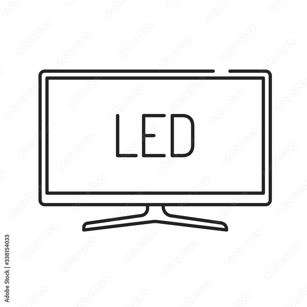 Poster led tv display black line icon. full high definition. lcd tv with led backlight. pictogram for web p