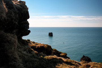 View of rocky coastline and sea