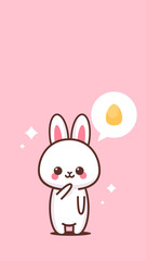 cute rabbit happy easter bunny sticker spring holiday concept vertical greeting card vector illustration