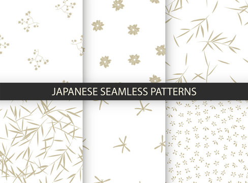 Set of 6 patterns in japanese style. Vector collection of asian backgrounds.