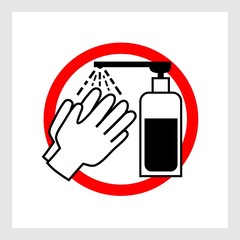sign antiseptic and gloves