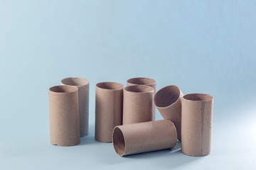 Empty toilet roll on white background