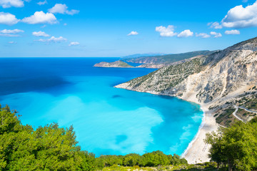 Fototapeta na wymiar Beautiful landscape of Myrtos beach - Kefalonia, Ionian Islands - Greece