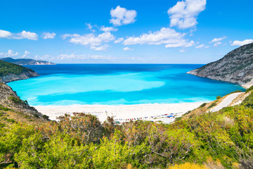 Obraz premium Beautiful landscape of Myrtos beach - Kefalonia, Ionian Islands - Greece