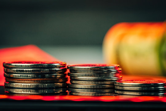 Ruble exchange chart on international stock exchanges. Close up.