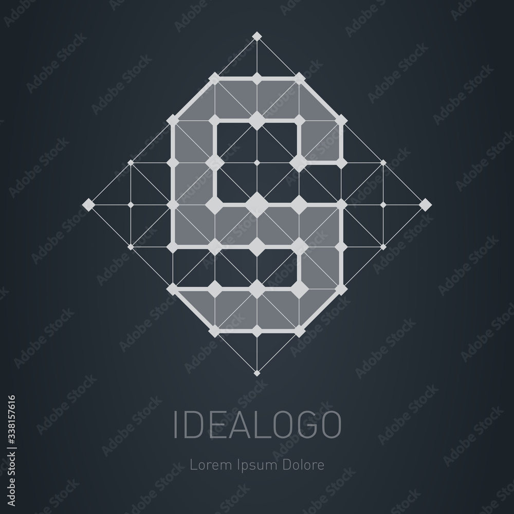Poster logo with letter s. low-poly design element with squares, triangles and rhombus. vector lowpoly logo