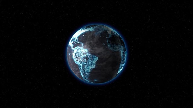 The earth with icy continents rotates