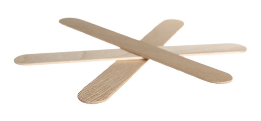 Medical throat inspection spatulas isolated on white background with clipping path