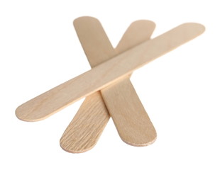 Medical throat inspection spatulas isolated on white background with clipping path