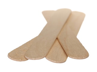 Medical throat inspection spatulas isolated on white background with clipping path